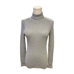 Basic Editions Sweater Women’s Medium Grey Longsleeve Glitter Pullover Casual